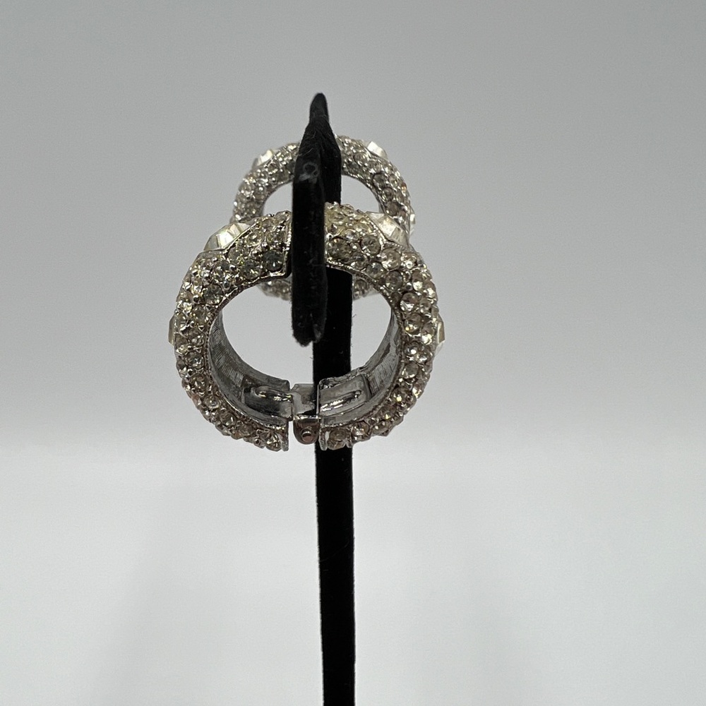 Silver & Rhinestone Loop Earrings - image 3